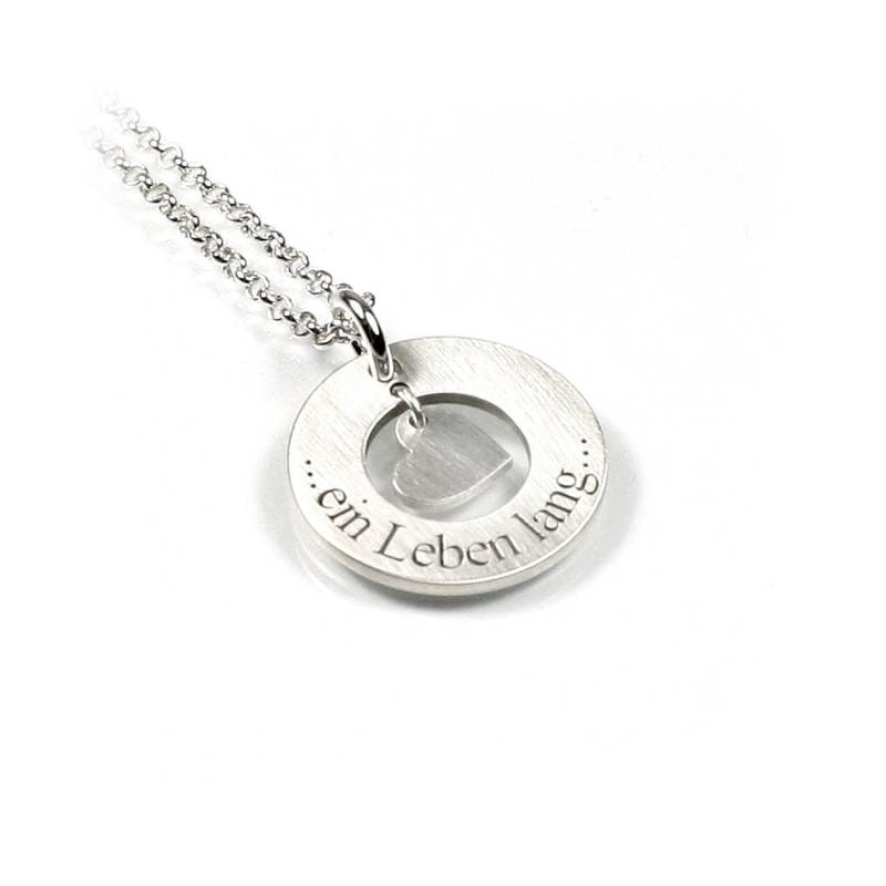 Herz Herzchen Anhänger 45 cm Kette 925 Silber Mit Gravur Mittig Symbol Rund Namenskette Initiale Datum Schmuck Taufschmuck| Ps54Ke2 von Fotoschmuck24