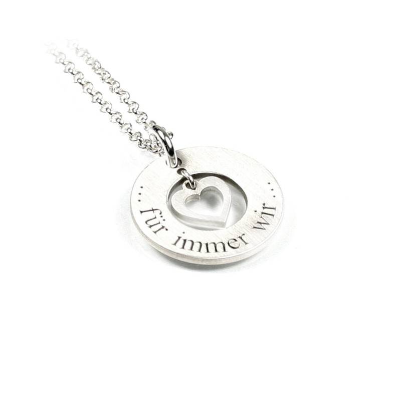 Herz Herzchen Anhänger Mit Gravur 45 cm Lange Kette 925 Silber Symbol Rund Namenskette Initiale Datum Damen Herren Unisex | Ps55Ke2 von Fotoschmuck24
