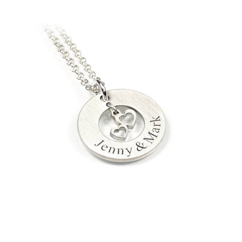 Herz Herzchen Anhänger Mit Ihrer Gravur 45 cm Lange Kette 925 Silber Individueller Form Rund Namenskette Initiale Datum| Ps56Ke2 von Fotoschmuck24