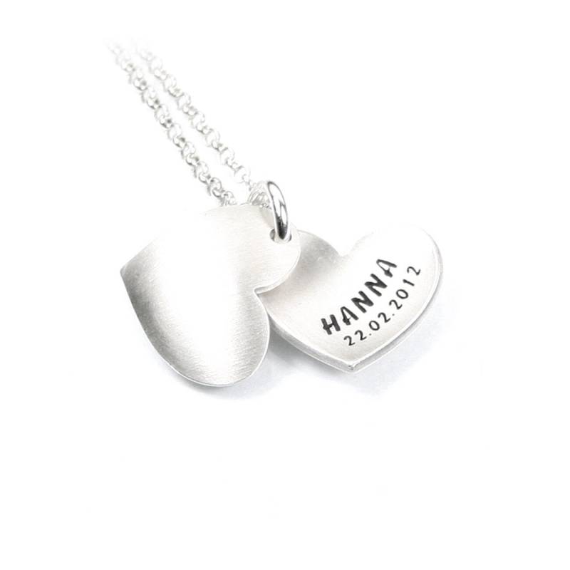 Herzanhänger Mit Individueller Gravur Herz Herzchen Anhänger Medaillon 45 cm Langer Kette 925 Silber Taufe Form Herz | Psd13Ke2 von Fotoschmuck24