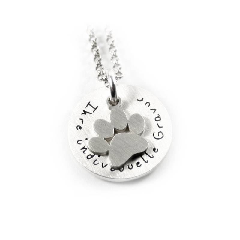 Hund Hundepfote Pfote Katze Abdruck Anhänger Mit Gravur Kette 925 Silber Haustier Name Geschenk Namenskette Datum Initiale |Ps144Ke2 Eineöse von Fotoschmuck24