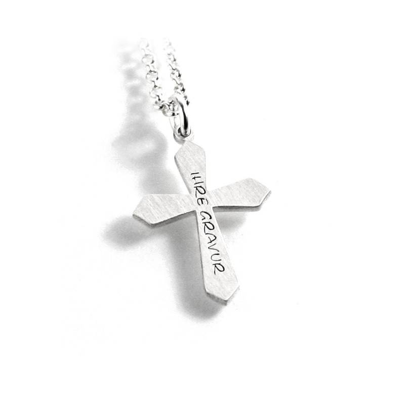 Kreuz Anhänger Mit Gravur Kette Beides Aus 925 Silber Filigran Glaube Religion Symbol Rund Namenskette Datum Initiale Taufe | Ps377Ke2 von Fotoschmuck24