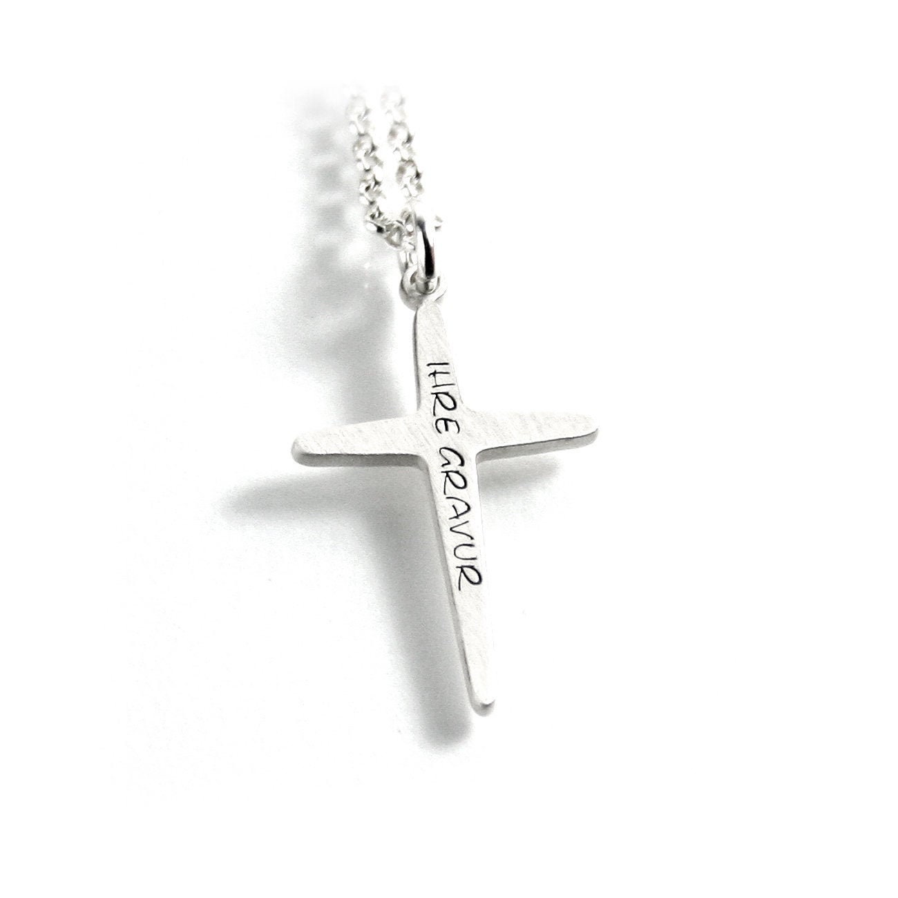 Kreuz Anhänger Mit Gravur Kette Beides Aus 925 Silber Filigran Glaube Religion Symbol Rund Namenskette Datum Initiale Taufe | Ps382Ke2 von Fotoschmuck24
