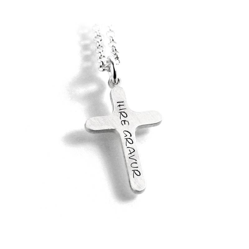 Kreuz Anhänger Mit Gravur Kette Beides Aus 925 Silber Filigran Glaube Religion Symbol Rund Namenskette Datum Initiale Taufe | Ps385Ke2 von Fotoschmuck24