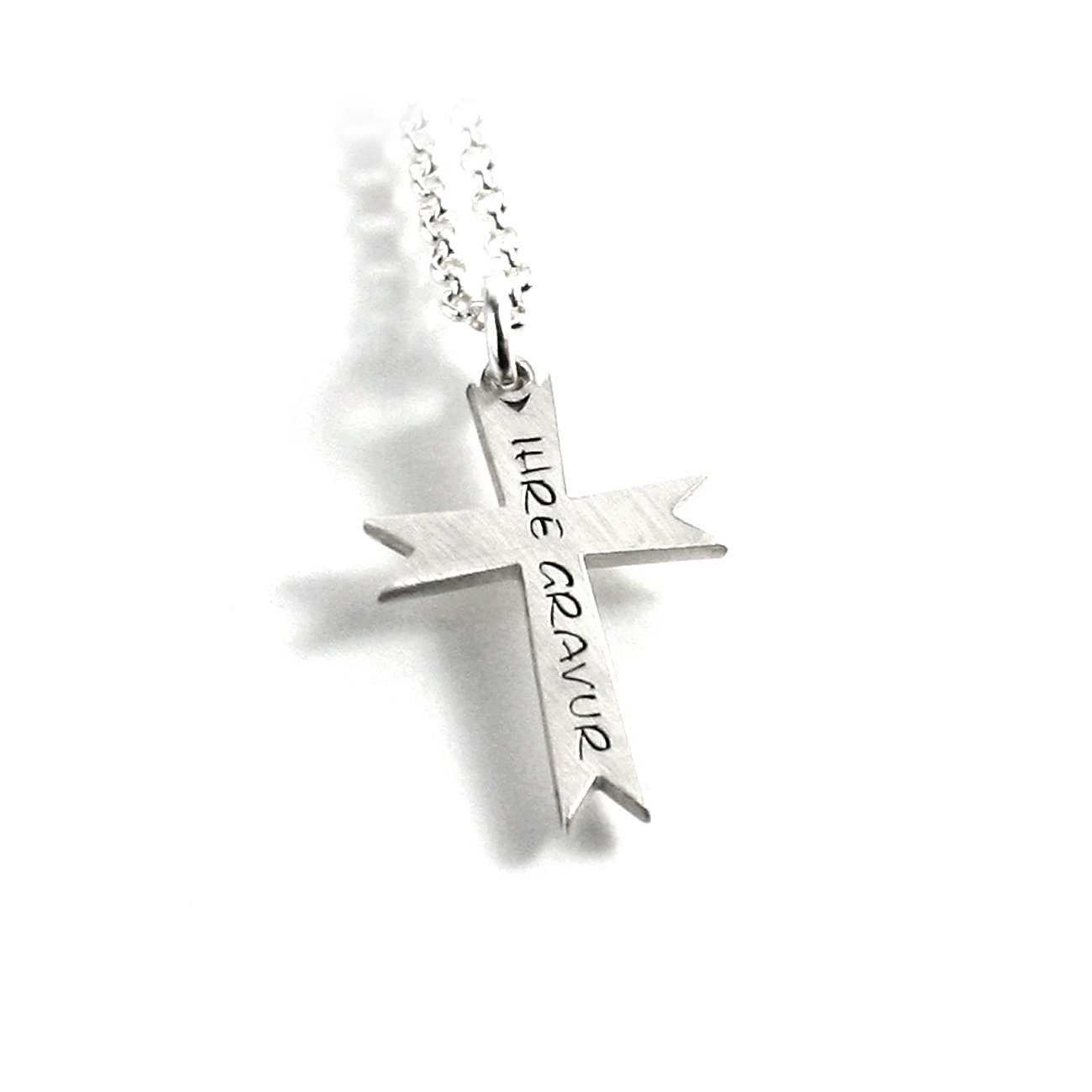 Kreuz Anhänger Mit Gravur Kette Beides Aus 925 Silber Filigran Glaube Religion Symbol Rund Namenskette Datum Initiale Taufe | Ps388Ke2 von Fotoschmuck24