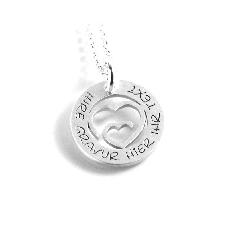 Zwei Herzen Verschlungen Anhänger Mit Gravur Kette 925 Silber Doppelherz Doppel Herz Liebe Love Symbol in Rund Name | Ps425Ke2 von Fotoschmuck24