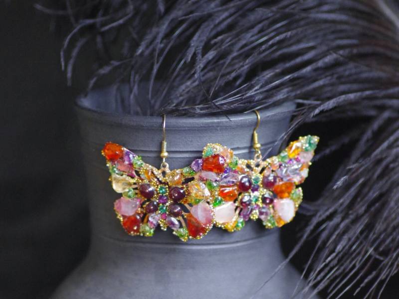 Aussage Schmetterlinge Ohrringe, Amethyst, Karneol, Citrin, Sommer-Schmuck, Helle Und Stahl, Geschenk Für Sie Aussage Schmetterlinge Ohrringe, Amethyst, Karneol, Citrin, Sommer-Schmuck, Helle Und Stahl, Geschenk Für Sie von FottiniyaBeads
