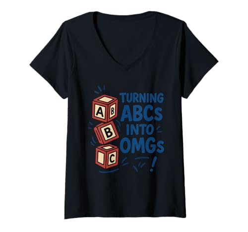 Damen Leseinterventionistischer Alphabetisierungscoach Phonics Word Squad T-Shirt mit V-Ausschnitt von Foundational Reading Specialist Support Teacher