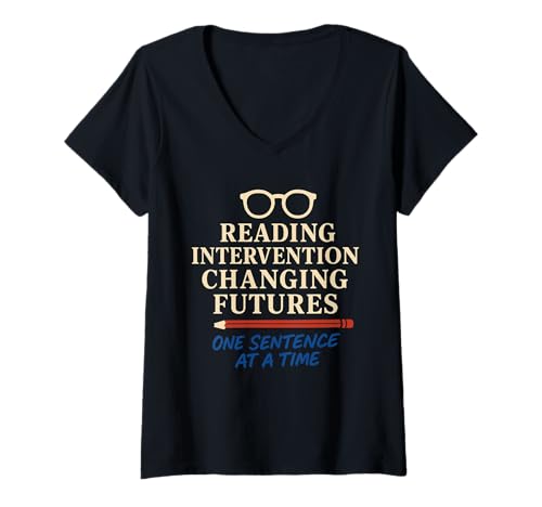 Damen Leseinterventionistischer Alphabetisierungscoach Phonics Word Squad T-Shirt mit V-Ausschnitt von Foundational Reading Specialist Support Teacher