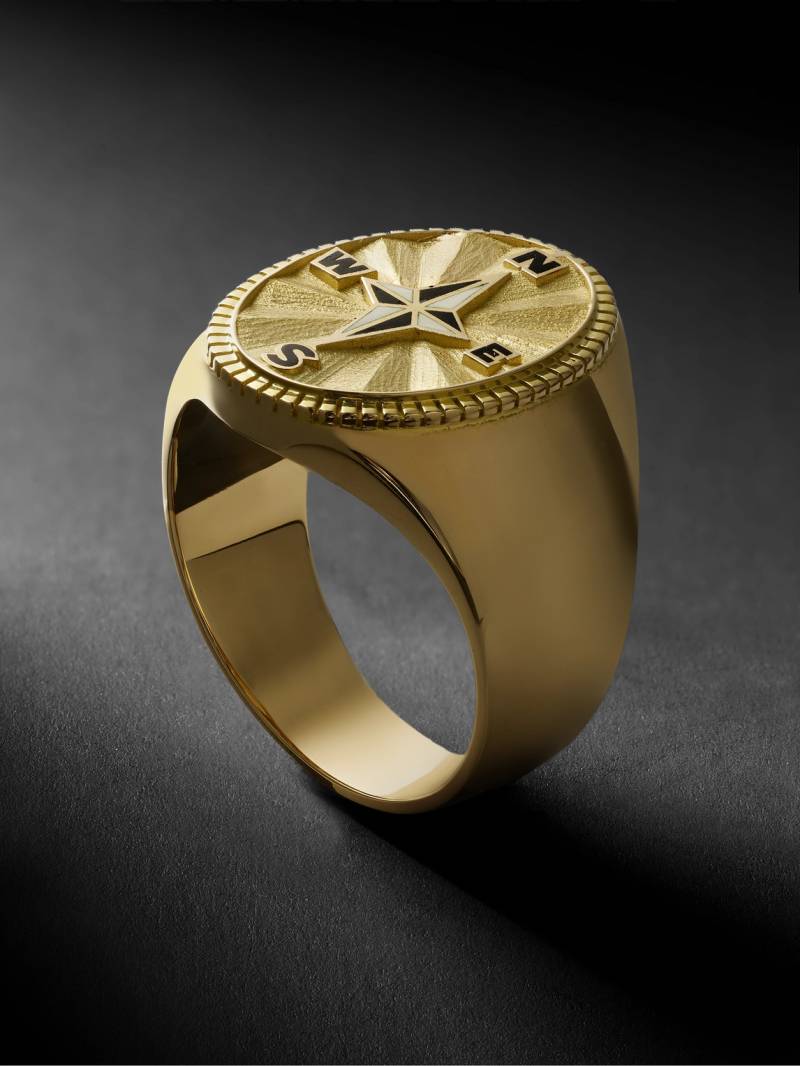 Foundrae - Course Correction 18-Karat Gold and Enamel Signet Ring - Men - Gold - M von Foundrae