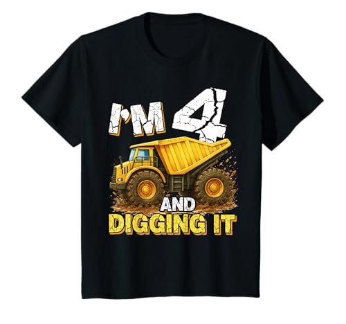 I'm 4 and Digging It 4rd Birthday Boy Baubagger T-Shirt I'm 4 and Digging It 4rd Birthday Boy Baubagger T-Shirt von Four 4yr 4rd Birthday Construction 4 Years Old