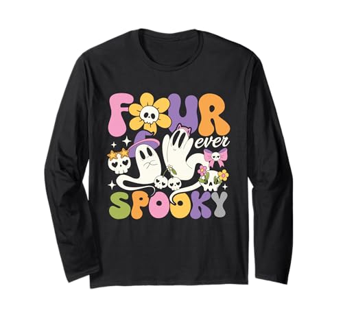 Four Ever Gruselige Geburtstagsparty Girl 4 Jahre alt Kokette Langarmshirt Four Ever Gruselige Geburtstagsparty Girl 4 Jahre alt Kokette Langarmshirt von Four Ever Spooky Halloween Ghost 4th Birthday