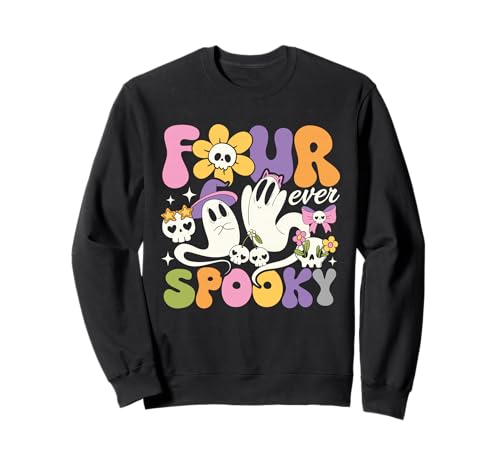 Four Ever Gruselige Geburtstagsparty Girl 4 Jahre alt Kokette Sweatshirt Four Ever Gruselige Geburtstagsparty Girl 4 Jahre alt Kokette Sweatshirt von Four Ever Spooky Halloween Ghost 4th Birthday
