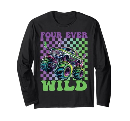 Lustiger Four Ever Wild Monstertruck für Kinder zum 4. Geburtstag Langarmshirt Lustiger Four Ever Wild Monstertruck für Kinder zum 4. Geburtstag Langarmshirt von Four Ever Wild 4 year Old Birthday Happy Dude