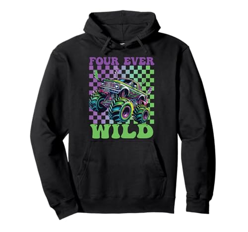 Lustiger Four Ever Wild Monstertruck für Kinder zum 4. Geburtstag Pullover Hoodie Lustiger Four Ever Wild Monstertruck für Kinder zum 4. Geburtstag Pullover Hoodie von Four Ever Wild 4 year Old Birthday Happy Dude