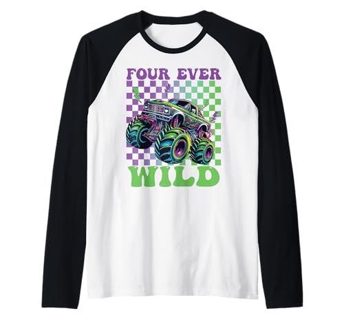 Lustiger Four Ever Wild Monstertruck für Kinder zum 4. Geburtstag Raglan Lustiger Four Ever Wild Monstertruck für Kinder zum 4. Geburtstag Raglan von Four Ever Wild 4 year Old Birthday Happy Dude