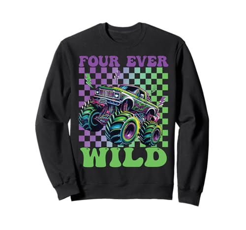 Lustiger Four Ever Wild Monstertruck für Kinder zum 4. Geburtstag Sweatshirt Lustiger Four Ever Wild Monstertruck für Kinder zum 4. Geburtstag Sweatshirt von Four Ever Wild 4 year Old Birthday Happy Dude