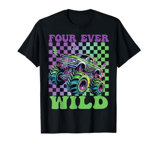 Lustiger Four Ever Wild Monstertruck für Kinder zum 4. Geburtstag T-Shirt Lustiger Four Ever Wild Monstertruck für Kinder zum 4. Geburtstag T-Shirt von Four Ever Wild 4 year Old Birthday Happy Dude
