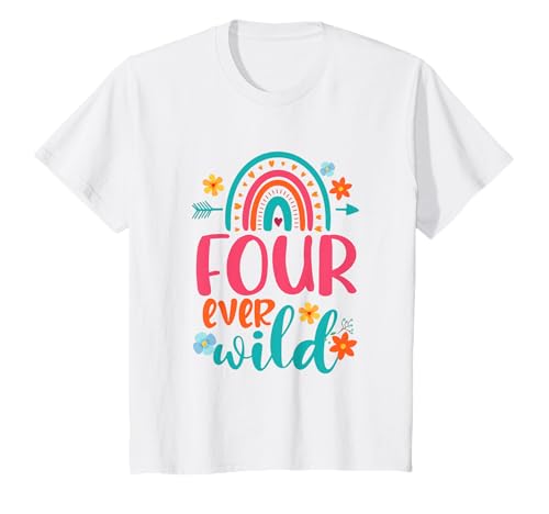 Kinder Four Ever Wild 4. Geburtstag, Mädchen, Regenbogenfarben, 4. Geburtstag T-Shirt Kinder Four Ever Wild 4. Geburtstag, Mädchen, Regenbogenfarben, 4. Geburtstag T-Shirt von Four Ever Wild 4th Birthday Party Rainbow Fourth