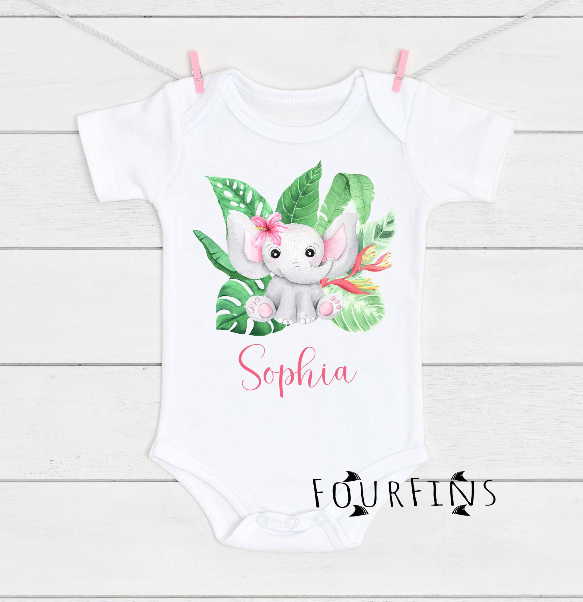 Personalisierte Baby Mädchen Geschenke Mit Namen Rosa Floral Elefant Shower Geschenk Bodysuit Coming Home Outfit Onsie Personalisierte Baby Mädchen Geschenke Mit Namen Rosa Floral Elefant Shower Geschenk Bodysuit Coming Home Outfit Onsie von FourFins