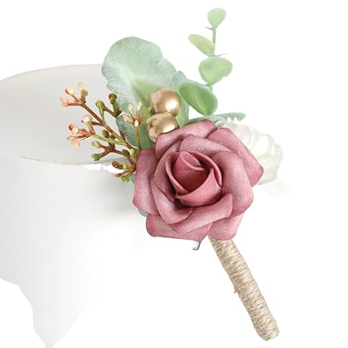 Boutonniere Brosche Blume Bräutigam Herren Boutineer mit Pin für Hochzeit, Abschlussball, Heimkehr, 2er-Packung, Polyethylen Boutonniere Brosche Blume Bräutigam Herren Boutineer mit Pin für Hochzeit, Abschlussball, Heimkehr, 2er-Packung, Polyethylen von Fouriding