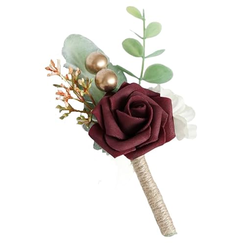 Boutonniere Brosche Blume Bräutigam Herren Boutineer mit Pin für Hochzeit, Abschlussball, Heimkehr, 2er-Packung, Polyethylen Boutonniere Brosche Blume Bräutigam Herren Boutineer mit Pin für Hochzeit, Abschlussball, Heimkehr, 2er-Packung, Polyethylen von Fouriding