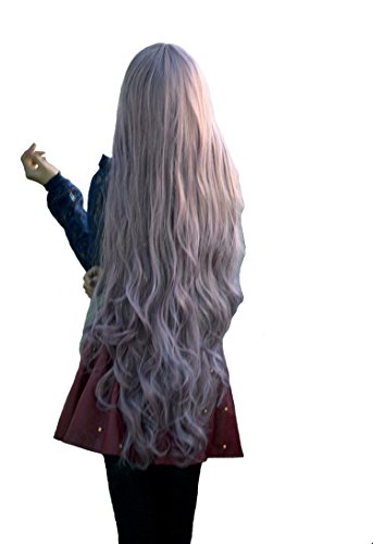 Fouriding 100cm Damen Taro+Braun Kunsthaar Lange Perücke Langhaarperücke Long Curly Wig Langhaar Lockige Perücken für Karneval Cosplay Party Fasching Kostüm Anime Haarteile von Fouriding