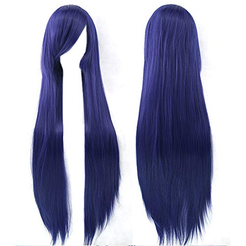 Fouriding 31" Dark Blue Women's Long Straight Cosplay Party Wigs Hairpieces Hair Cap Lolita Style Anime Wig von Fouriding