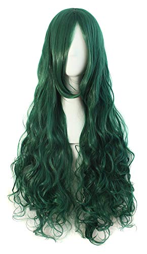Fouriding 31" Dark Green Women's Long Curly Wave Cosplay Party Wigs Hairpieces Hair Cap Lolita Style Anime Wig von Fouriding
