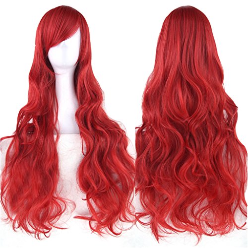 Fouriding 31" Red Women's Long Curly Wave Cosplay Party Wigs Hairpieces Hair Cap Lolita Style Anime Wig von Fouriding