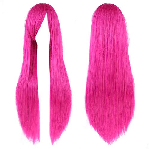 Fouriding 31" Rose Red Women's Long Straight Cosplay Party Wigs Hairpieces Hair Cap Lolita Style Anime Wig von Fouriding