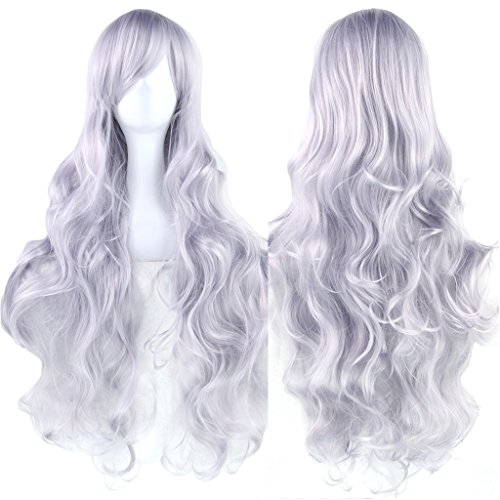 Fouriding 31" Silver Gray Women's Long Curly Wave Cosplay Party Wigs Hairpieces Hair Cap Lolita Style Anime Wig von Fouriding