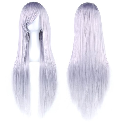 Fouriding 31" Silver Gray Women's Long Straight Cosplay Party Wigs Hairpieces Hair Cap Lolita Style Anime Wig von Fouriding