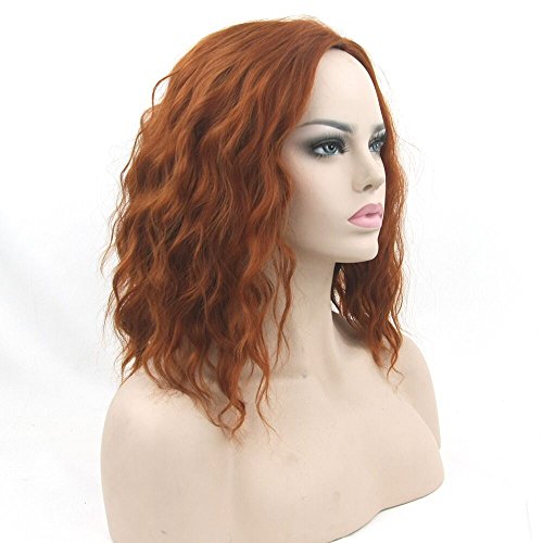 Fouriding Perücke kurz lockige Welle Frauen Bob Haare Perücken für Damen Halloween Cosplay Party Anime Fasching Kostüm (Braun) von Fouriding