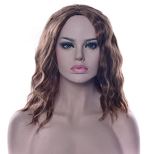 Fouriding Perücke kurz lockige Welle Frauen Bob Haare Perücken für Damen Halloween Cosplay Party Anime Fasching Kostüm (Hellbraun) von Fouriding