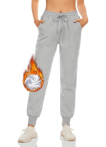 Fourindo Jogginghose Damen - Sporthose Damen Lang Winter Verdickte Sweatpants mit Taschen Warme Thermo Gefütterte Freizeithose High Waist Jogginghose Trainingshose für Sport Gym Alltag von Fourindo