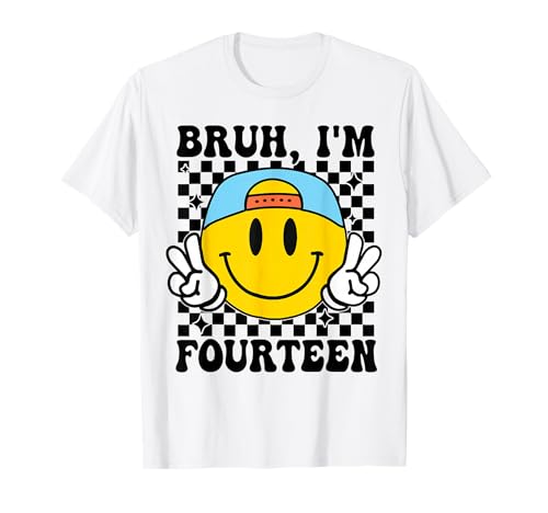 Bruh, ich Bin vierzehn, 14, 14. Geburtstag, Groovy Boys, 14 Jahre alt T-Shirt Bruh, ich Bin vierzehn, 14, 14. Geburtstag, Groovy Boys, 14 Jahre alt T-Shirt von Fourteen Is A Vibe Groovy 14th birthday Tees Gifts