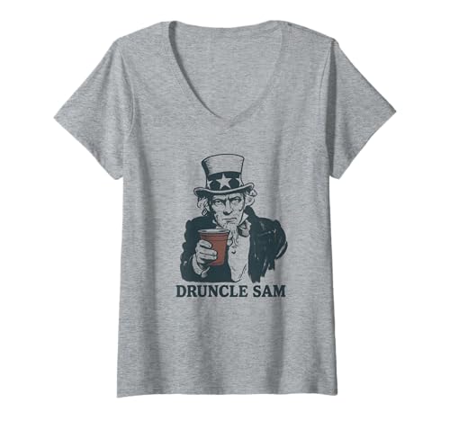 Damen Druncle Sam Funny 4th Of Juli Druncle Sam T-Shirt mit V-Ausschnitt Damen Druncle Sam Funny 4th Of Juli Druncle Sam T-Shirt mit V-Ausschnitt von Fourth Of July Novelty Apparel