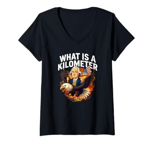 Damen What Is A Kilometer Funny 4th Of Juli Ben Franklin T-Shirt mit V-Ausschnitt Damen What Is A Kilometer Funny 4th Of Juli Ben Franklin T-Shirt mit V-Ausschnitt von Fourth Of July Novelty Apparel