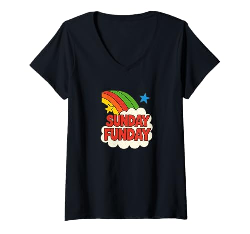 Damen Sunday Funday, Retro-Vibes, Wochenendstimmung, Lustiges Chillen T-Shirt mit V-Ausschnitt Damen Sunday Funday, Retro-Vibes, Wochenendstimmung, Lustiges Chillen T-Shirt mit V-Ausschnitt von Fourth and Cozy Club Art