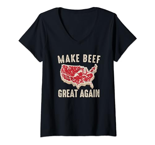 Damen Make Beef Great Again Funny BBQ America T-Shirt mit V-Ausschnitt Damen Make Beef Great Again Funny BBQ America T-Shirt mit V-Ausschnitt von Fourth of July Cult