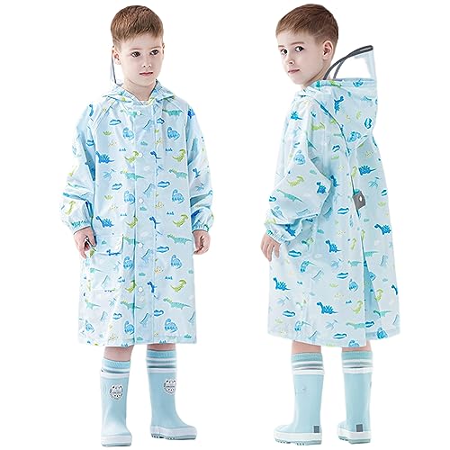 Regenmäntel Kinder, Regenponcho wasserdichte Regenjacken mit Rucksackabdeckung Jungen Outdoor Transparente Regenbekleidung Mit Tragbarer Tasche Kinder Kapuzen Kleinkind Cartoon von Fouyada