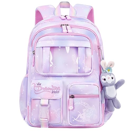 Schulranzen Mädchen,Schulrucksack Mädchen Teenager, Lässige Kinderrucksack aus Nylon wasserdichte Leichte Rucksack für Kinder 5-12 Jahre Schule oder Reisen von Fouyada