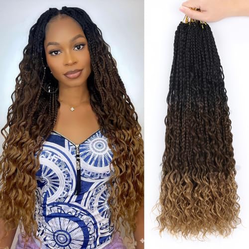 Göttin-Box-Zöpfe, Häkelhaar, 35,6 cm, 8 Packungen, böhmische Häkelzöpfe, Kunsthaar, Bohemian-Häkel-Zöpfe für Frauen Göttin-Box-Zöpfe, Häkelhaar, 35,6 cm, 8 Packungen, böhmische Häkelzöpfe, Kunsthaar, Bohemian-Häkel-Zöpfe für Frauen von Fovbuty