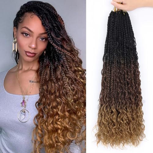 Kunsthaar-Extensions für schwarze Frauen, 61 cm, 8 Bündel, böhmische Box-Zöpfe, Häkel-Zöpfe, Haarverlängerungen, 24 Stück von Fovbuty