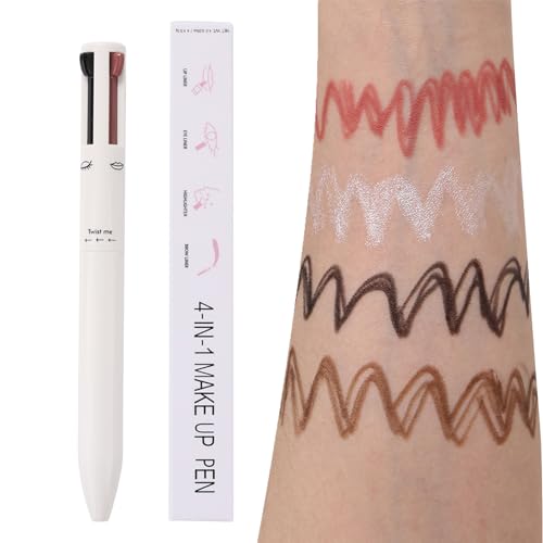 4-in-1-Make-up-Stift - Wasserdichter, tragbarer Mehrzweck-Make-up-Stift | Schönheitsprodukt, kompakt für unterwegs, mit Eyeliner, Augenbrauen, Lipliner und Highlighter Foway von Foway