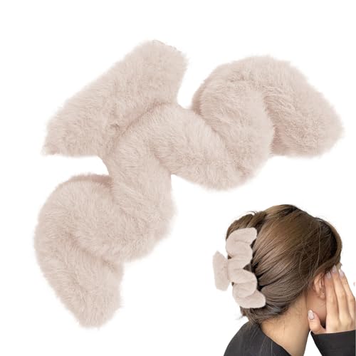 Flauschiger Krallenclip,Plüsch-Haarspange in Wellenform | Haarschmuck, große Krallenklammern für dünnes/mitteldickes Haar, große Haarklammern für Frauen und Mädchen für den Alltag Foway von Foway