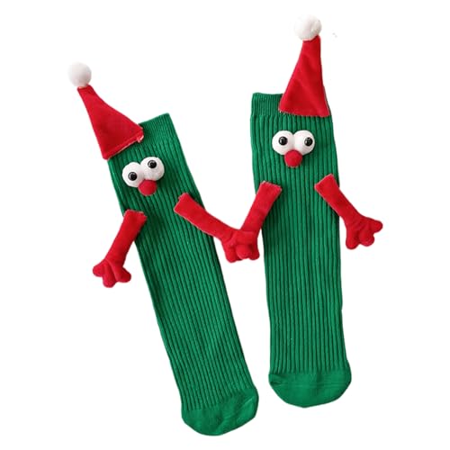 Hand in Hand Socken - Freundschaftssocken Magnet,Weihnachts-Mid-Tube-Socken Neuheit 3D-Puppenpaar-Socken Socken, die Hände halten Foway von Foway