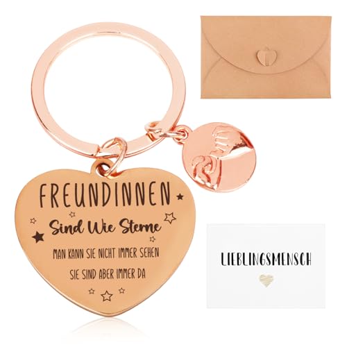 Fowecelt Freundschaft Freundinnen Geschenk Schlüsselanhänger: Schlüsselanhänger Beste Freundin mit Karte und Umschlag für Freundinnen zum Geburtstag Weihnachten Abschiedsfeier von Fowecelt