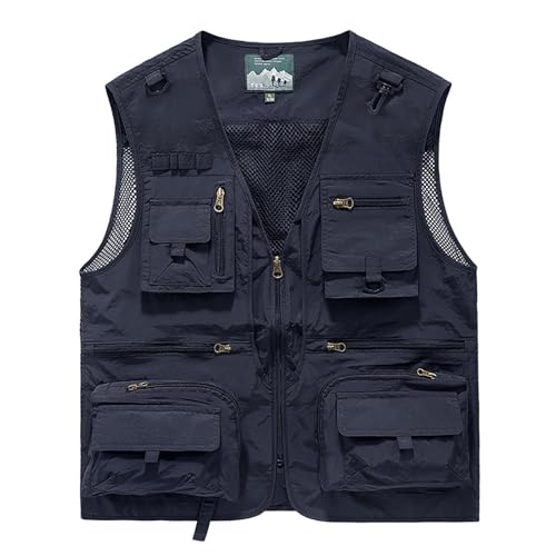 Foweknow Anglerweste Herren Outdoor Weste Mit Mehreren Taschen Leicht Jagd Weste Camping Fotografie Ärmellos Angeljacke Trekking Wander Sportweste Freizeitweste Atmungsaktiv Funktionsweste von Foweknow